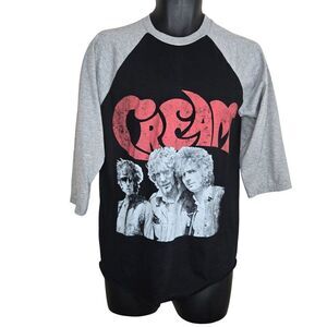 Easy Riders Cream Band Raglan T-Shirt Black Gray 3/4 Sleeve Mens M